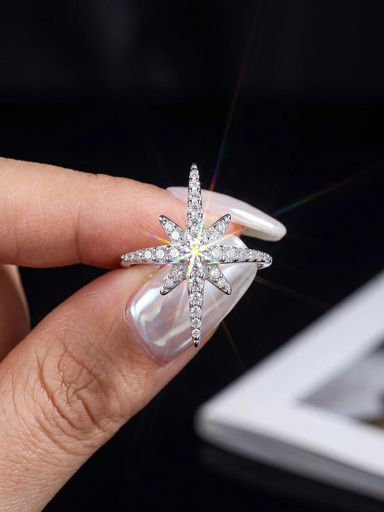 Brilliant Fashionable Real Moissanite Diamond with Certificate Rings for Women Daily Party Wear 925 Sterling Silver Fine Jewelry