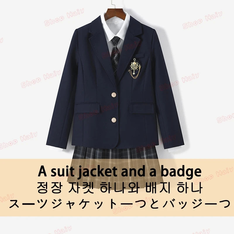 JK Japanese School Uniform Jacket Girls Multicolor Graduation Outfit for Harry Magic Academy with Sexy Pleated Skirt Tie Set New