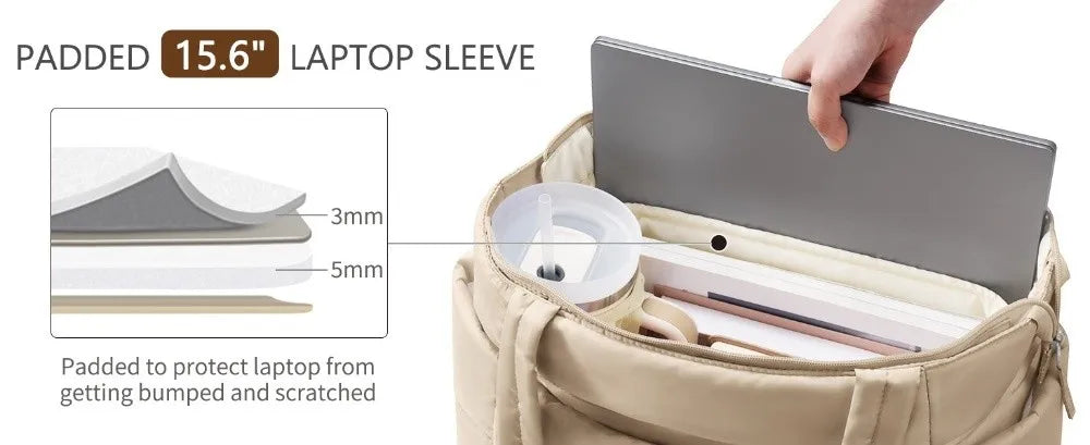 Large Capacity Puffer Tote Bag for Women Multiple Pockets with Coin Purse Commuting Bags Lightweight Water-resistant Mom Bag