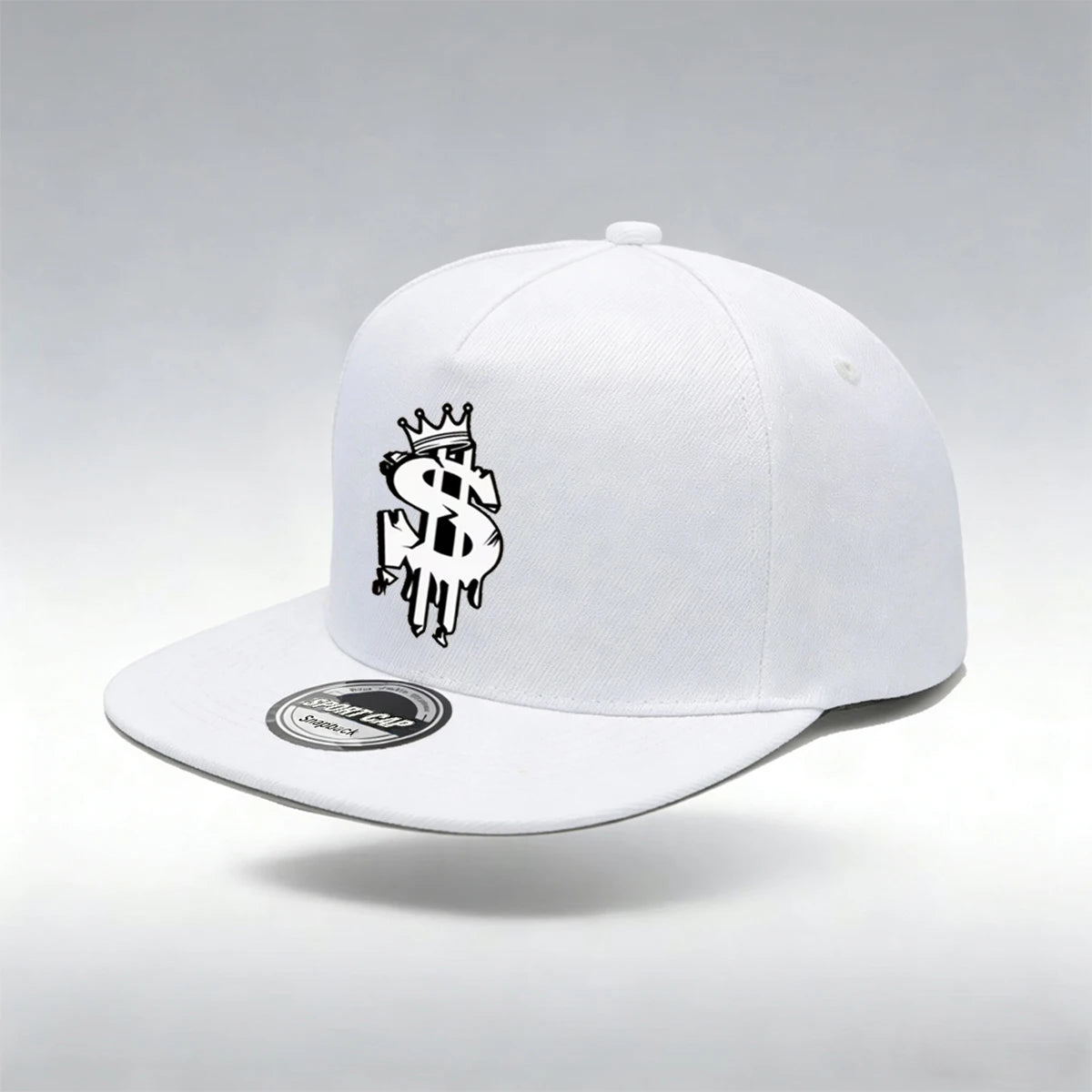1/2PC Men's Hip Hop Snapback Cap, Graffiti Dollar Crown Print Flat Bill Baseball Hat, Adjustable