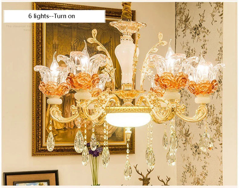 Luxury Living Room Chandelier Crystals Glass Hall Main Pendant Lamps Restaurant Bedroom French Creative Hanging Light Luminaire