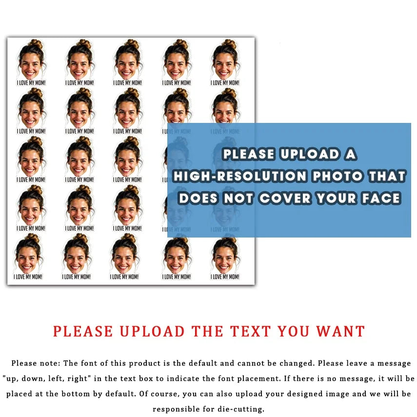 Personalized Custom Photo Portrait Face Text Stickers,Fun Image With Unique Slogan Gift For Friend Family,Pet Memorial Stickers
