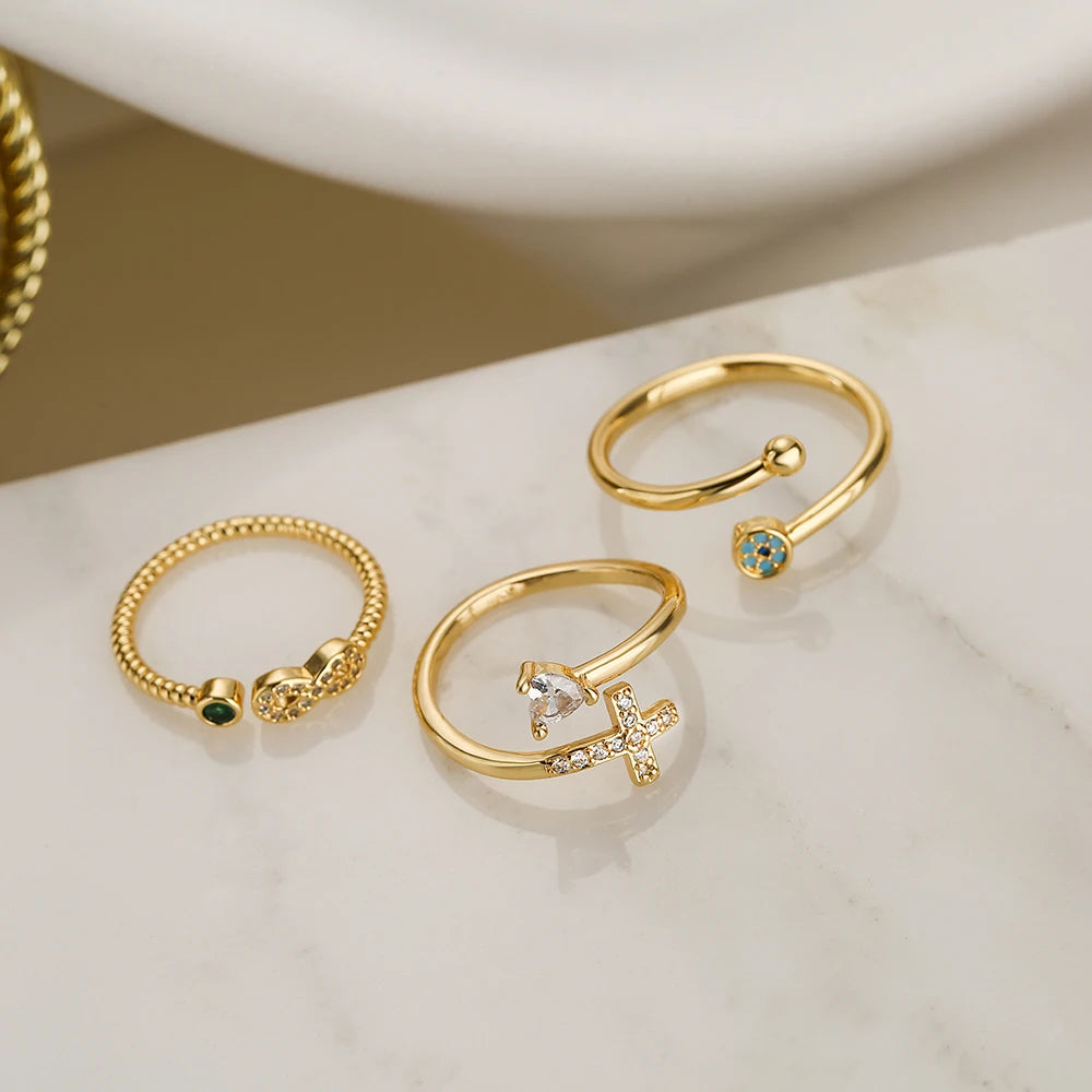 NEWBUY New Fashion Clear Shiny CZ Zircon Cross Evil Eye Rings For Women Girl Finger Accessories Party Jewelry Gift