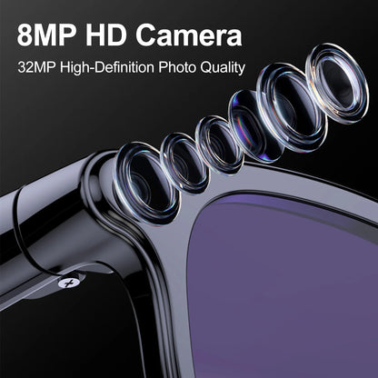 AI Smart Glasses 800W HD Camera Photo Video Record Voice Assistant Real-time Translation Waterproof Chat GPT Music Smart Glasses