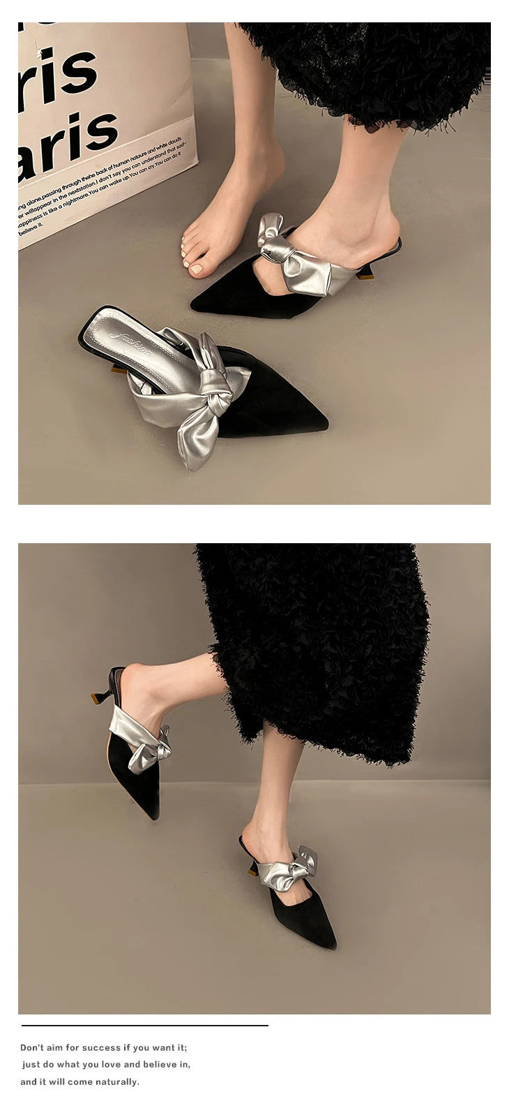 Luxury Pointed Toe Slippers Women High Heels Sandals Elegant Mules Shoes Summer 2026 New Slingback Dress Flip Flops Female Shoes