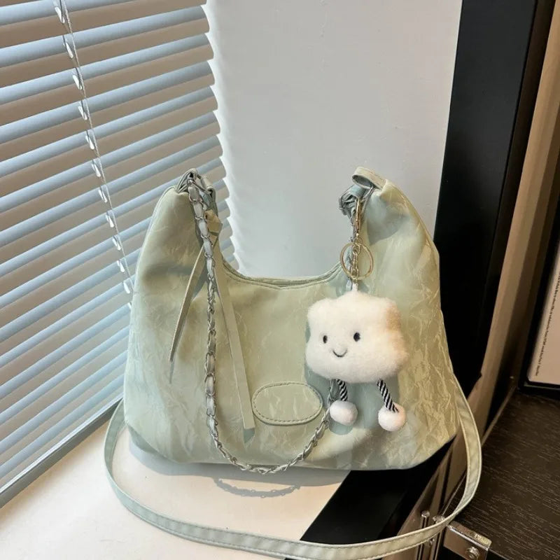 New Summer Chain Commuting Bag, Casual Student Soft Face Large Capacity Bag for Women, Fashion Single Shoulder Crossbody Bags
