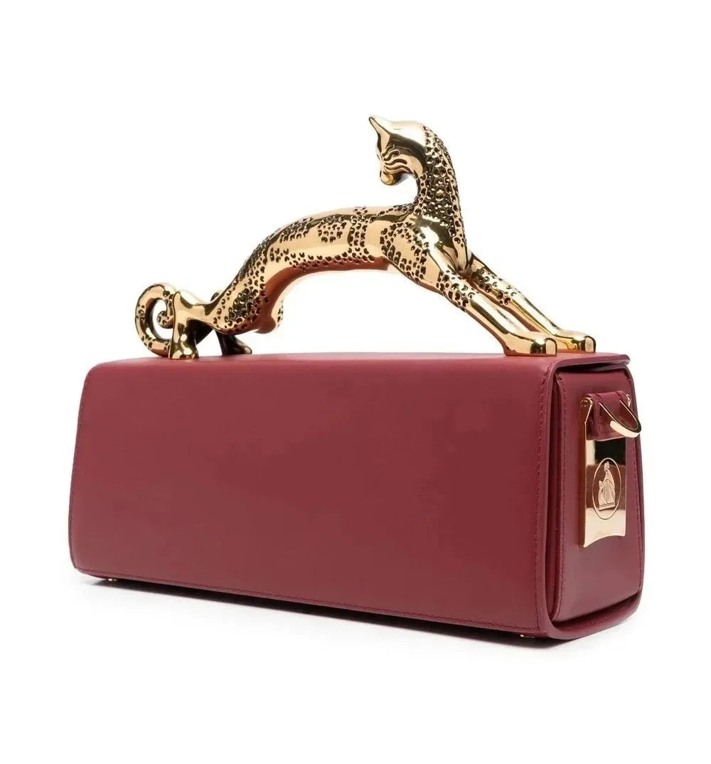 Pencil Cat Bags for Women Famous Luxury Brand Metal Handle Designer Handbag Fashion Rectangular Box Shape High End Shoulder Bag