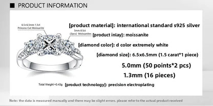 Carnica Luxury 925 Sterling Silver 1CT Real Moissanite Ring for Women Sugar Cube Pull-twist Arm GRA Diamond Wedding Jewelry Gift