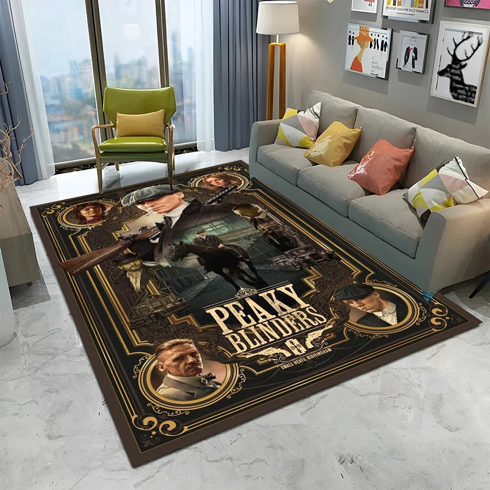 HD Tommy Shelby 3D P-Peaky Blinders Carpet Rug for Home Living Room Bedroom Sofa Doormat Decor,kids Area Rug Non-slip Floor Mat