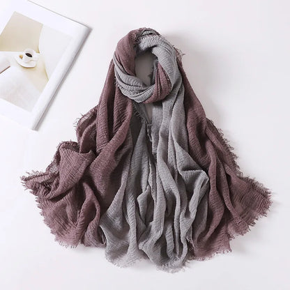 180*90cm Gradient Cotton Linen Women Muslim Hijab Scarf Woman Islamic Arab Shawl Wrap Head Scarves Ready To Wear Headscarf