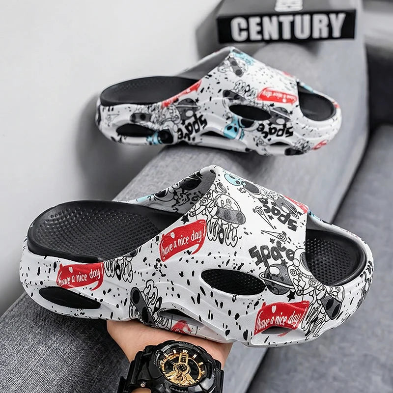 Summer New Men's Women's Light Platform Massage Slippers Unisex Couple Sandals Beach Casual Slides Shoes Soft Sole Flip-flops