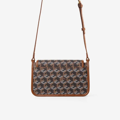 Luxury Monogram Messenger Bag Women Geometric Print 3D Cube Coated Canvas Crossbody Bag Classic Versatile Elegant Shoulder Bag