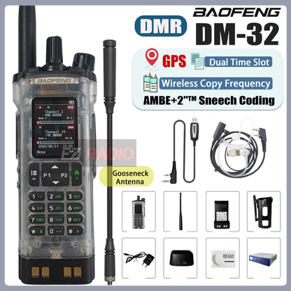 Transparent Baofeng Radio DM 32UV DMR Digital Wireless Walkie Talkie With AES256 Encryption For Long Range Secure Contact skiing