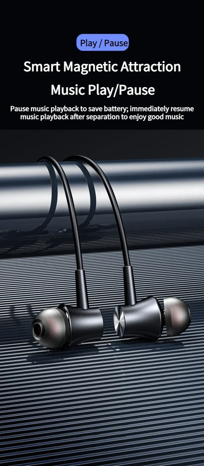 Earphones 12000mAh In-ear/Semi-in-ear Bluetooth Headset Magnetic Switch Pause Play Neck Hanging Dual Device Connection Earbuds
