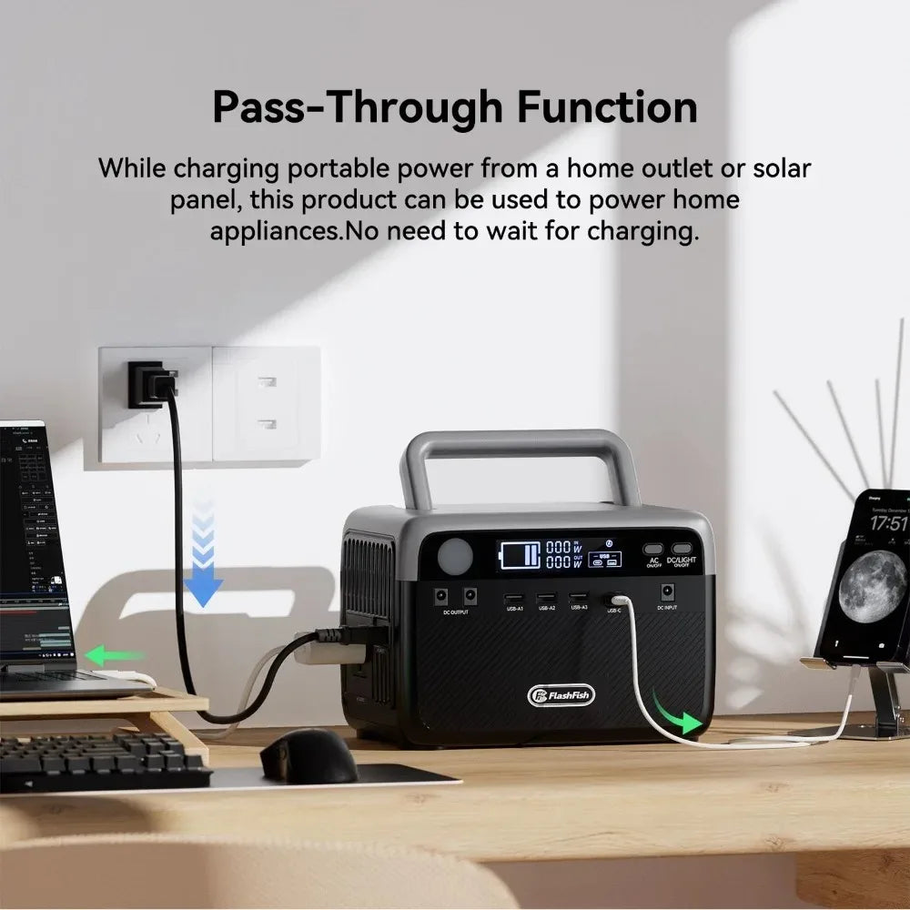 230.4Wh LiFePO4 300W (Peak 600W) Solar generator AC Outlets Portable Power Station,Power Bank, Battery Backup for Hurricane Emergency/Outdoor Camping/RVs/Home Use，Home backup outdoor camping mobile power bank ﻿