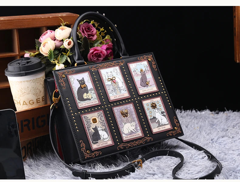 Vintage and Luxury Designer Bag with Delicate Embroidery Cat Printing Women Popular and Fashionable Tote Bag with Large Capacity