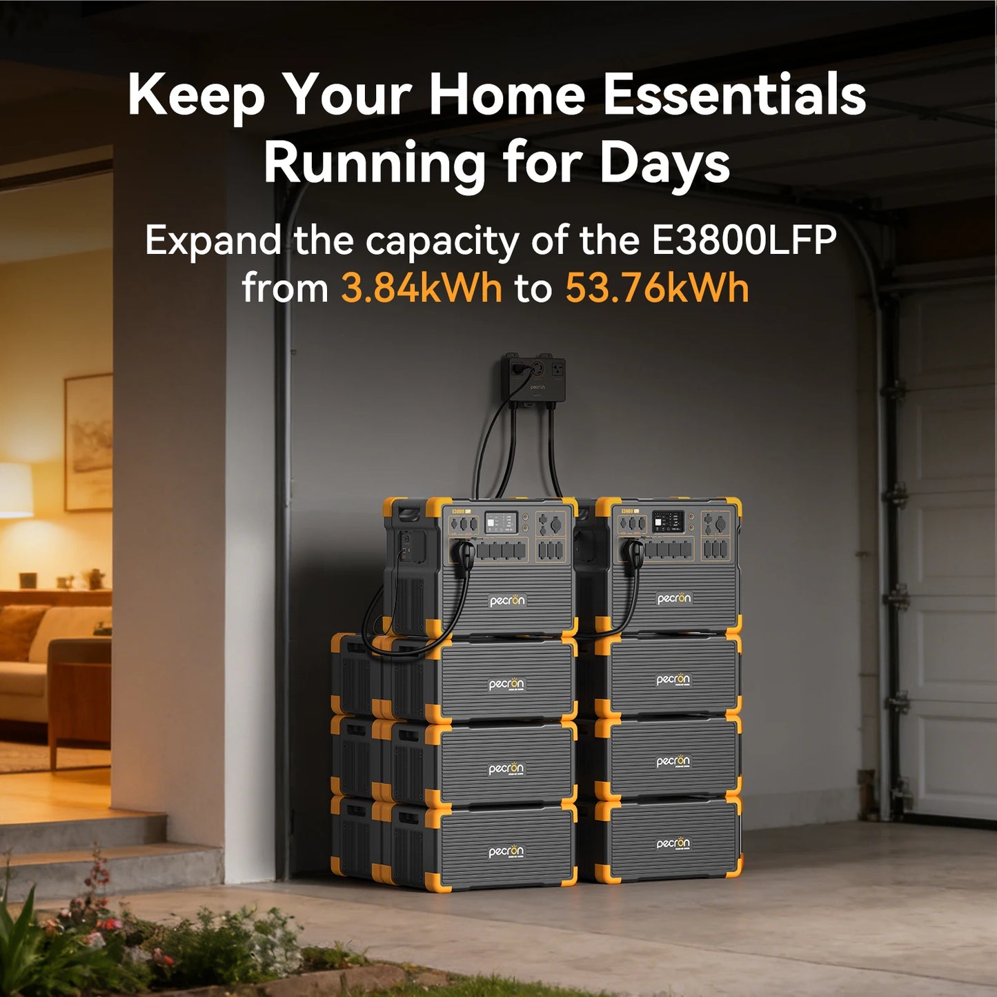 Used-EP3800-48V 3840Wh PECRON Portable Power Station Expansion Battery for E3600LFP/E3800LFP/F3000LFP/E2400LFP/E1500LFP/E1000LFP Solar Generator for Home Use