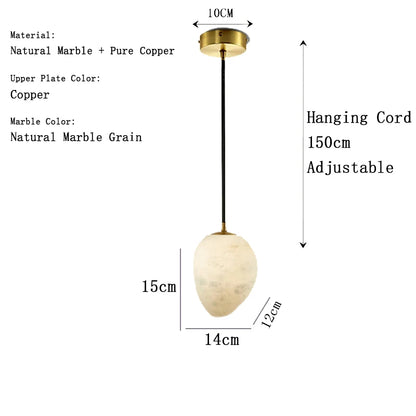 Natural Marble Art Pendant Lights Stone Lustre Copper LED Indoor Room Hanging Lamps For Ceiling Hall Stair Luxury Home Decor