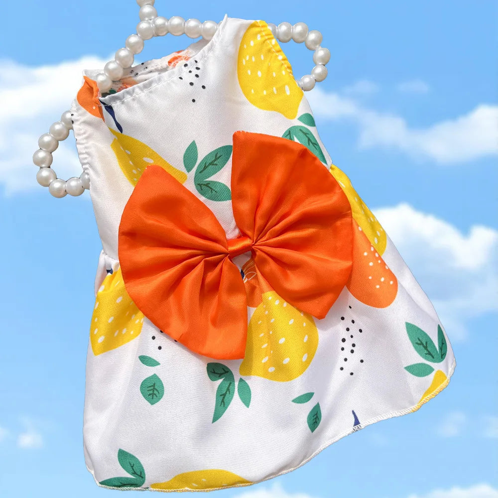 Puppy Summer Dress Dog Cat Princess Dress Pet Clothes for Small Medium Dogs Printed Bow Kitten Dog Skirt Yorkshire Teddy Apparel