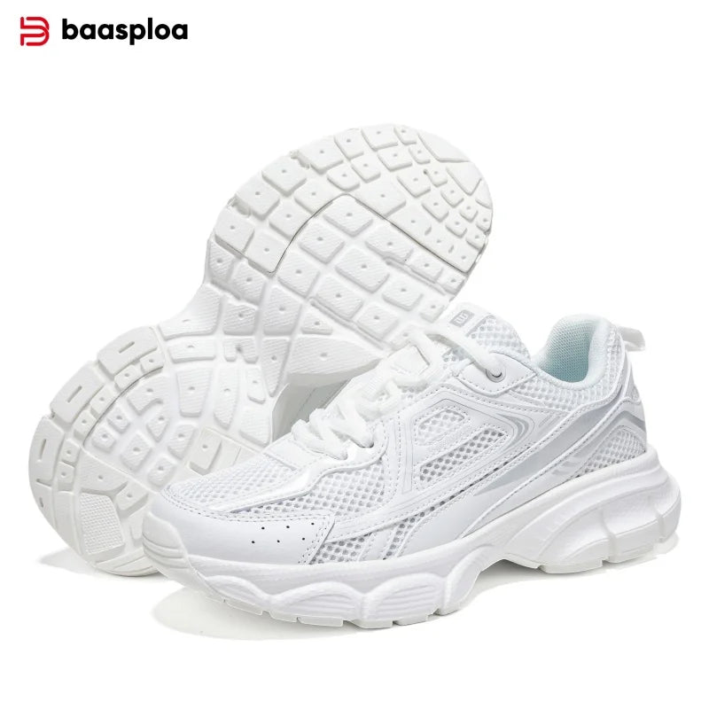 Baasploa Women Sports Shoes Outdoor Lightweight Breathable Jogging Sneakers Female Casual Mesh Anti-slip Lace Up Running Shoes