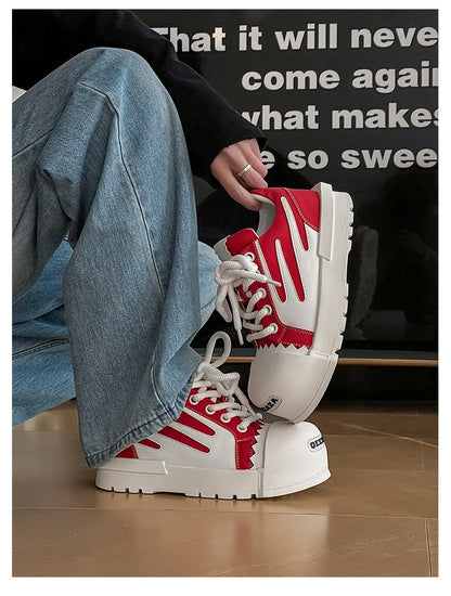 Women Men Sneakers Low-top Big-head Canvas Thick-soled Heightening Versatile Unisex Leisure Trendy Shoes Men Chunky Trainers