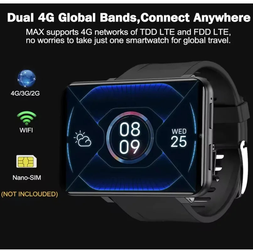 New DM100 4G Smart Watch 2.86" HD Touch Screen MTK6739 Quad Core 32GB+2700mAh Dual Camera GPS Bluetooth Waterproof Smartwatch