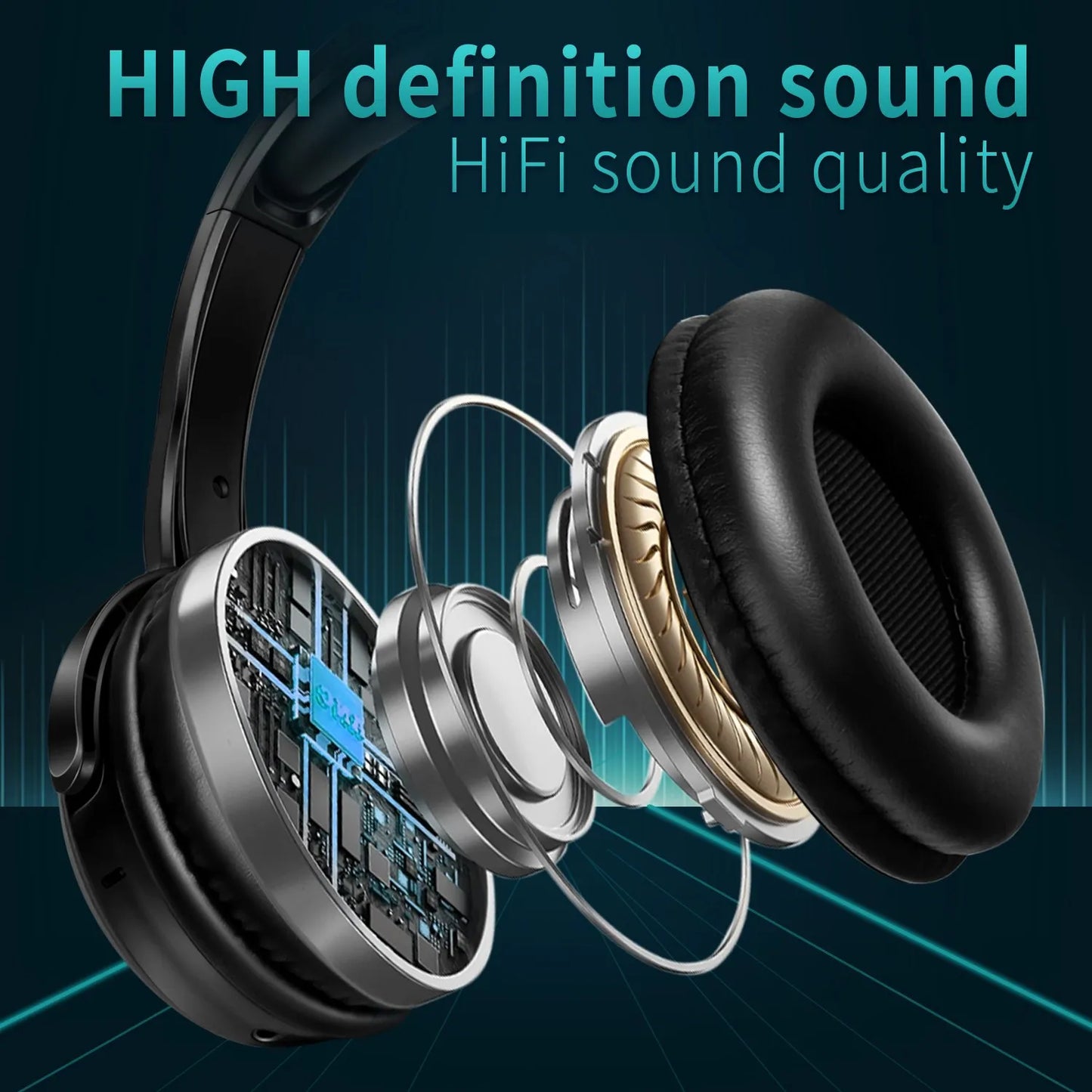 LED Transmitter Silent Disco Headphones for Quiet Events Parties Meetings Yoga - Adjustable Volume Wireless Music Headsets