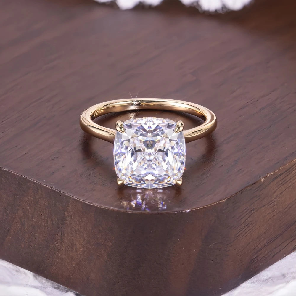 0.8-6Ct Cushion Cut Moissanite Solitaire Engagement Ring Fashion Wedding Rings for Women S925 Sterling Silver with Certificate
