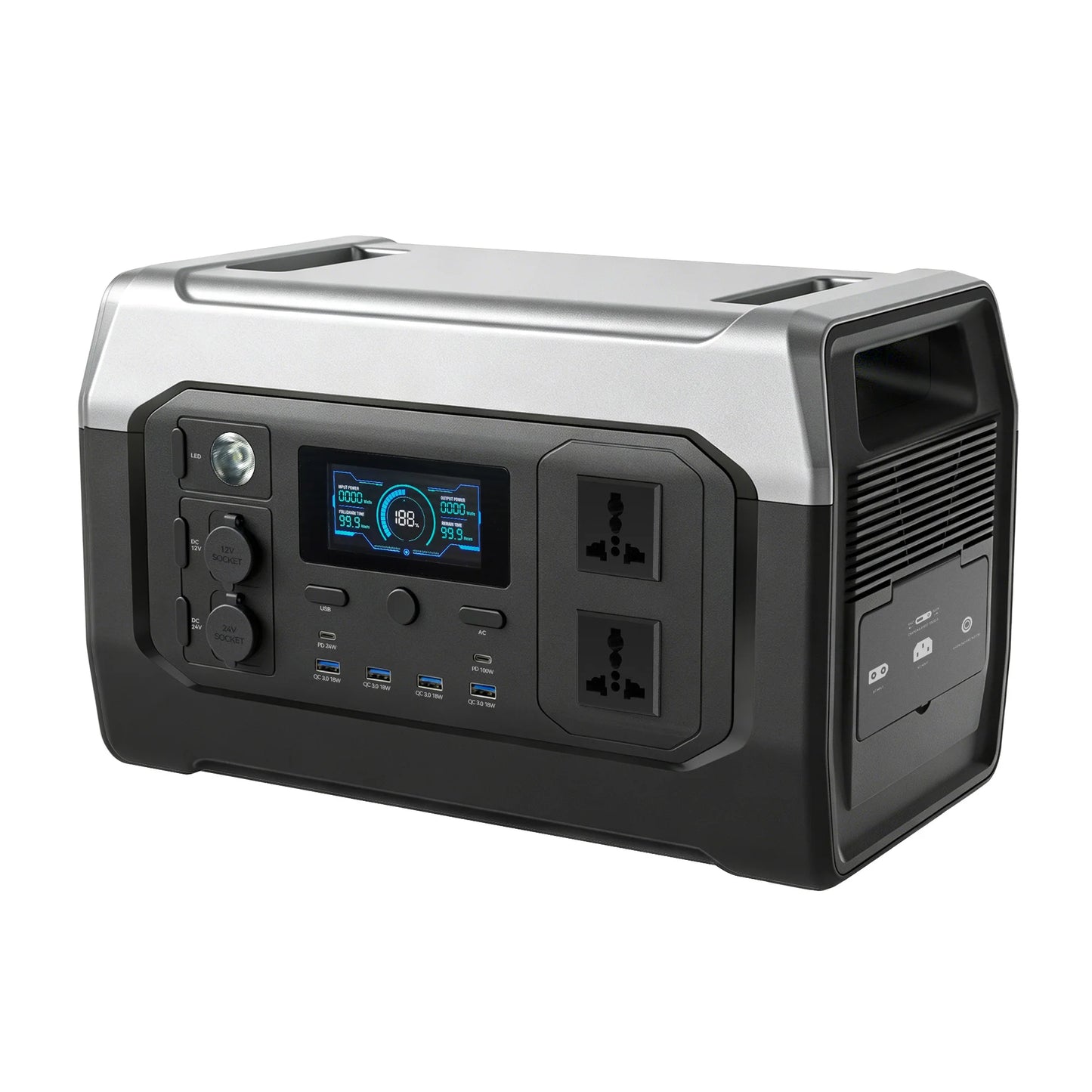 CTOLITY 2400W Power Station With 200W Solar Panel 20.5V USB TYPE-C Portable Power Bank 1024Wh Lifepo4 Battery Charging Station