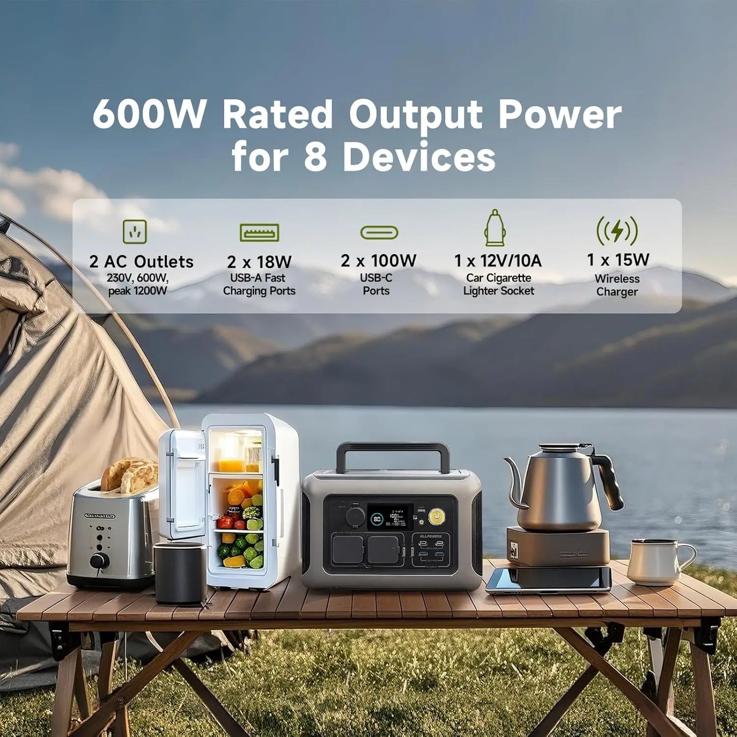 ALLPOWERS R600 Portable Solar Generator Power station for RV Camping