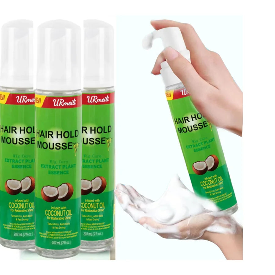 207ml Olive Oil Curly Hair Styling Mousse, Strong Hold Anti-Frizz Hair Foam, Curl Defining Mousse for Women Natural Hair & Lace