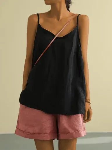 Women's Summer Thin Cotton Linen Style Camisole Fashion Sling Tops Harajuku T-shirt Women Clothing Casual Tank Top Streetwear