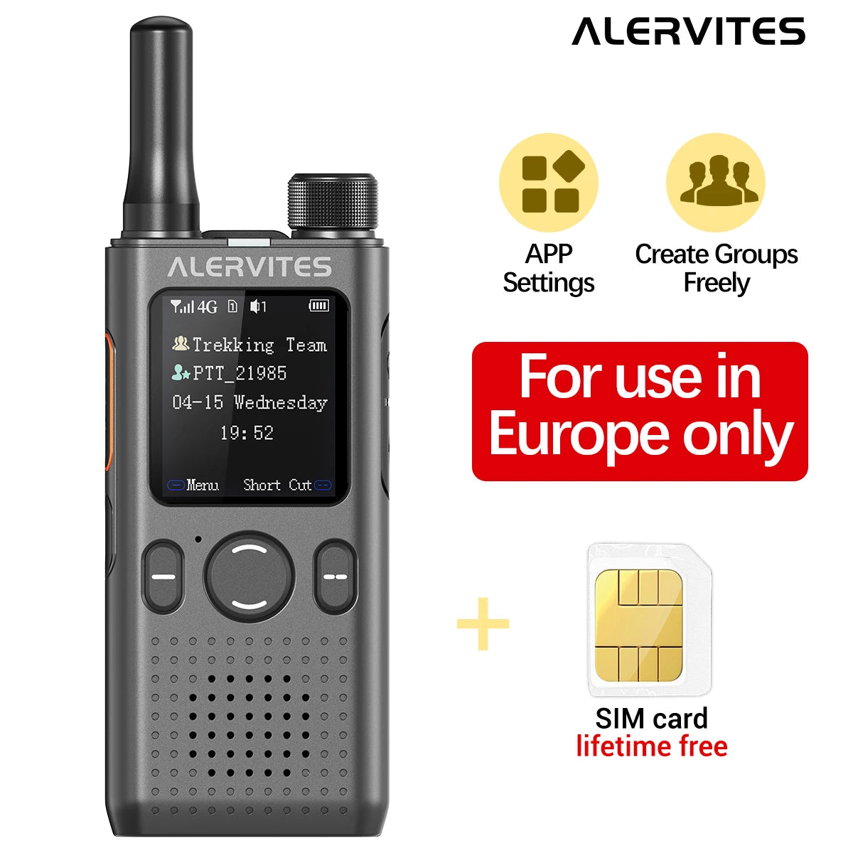 Baofeng AT1 POC Radio Lifetime Free Use Create Groups Freely Global 4G/5G Network Walkie Talkie Unlimited Distance ALERVITES