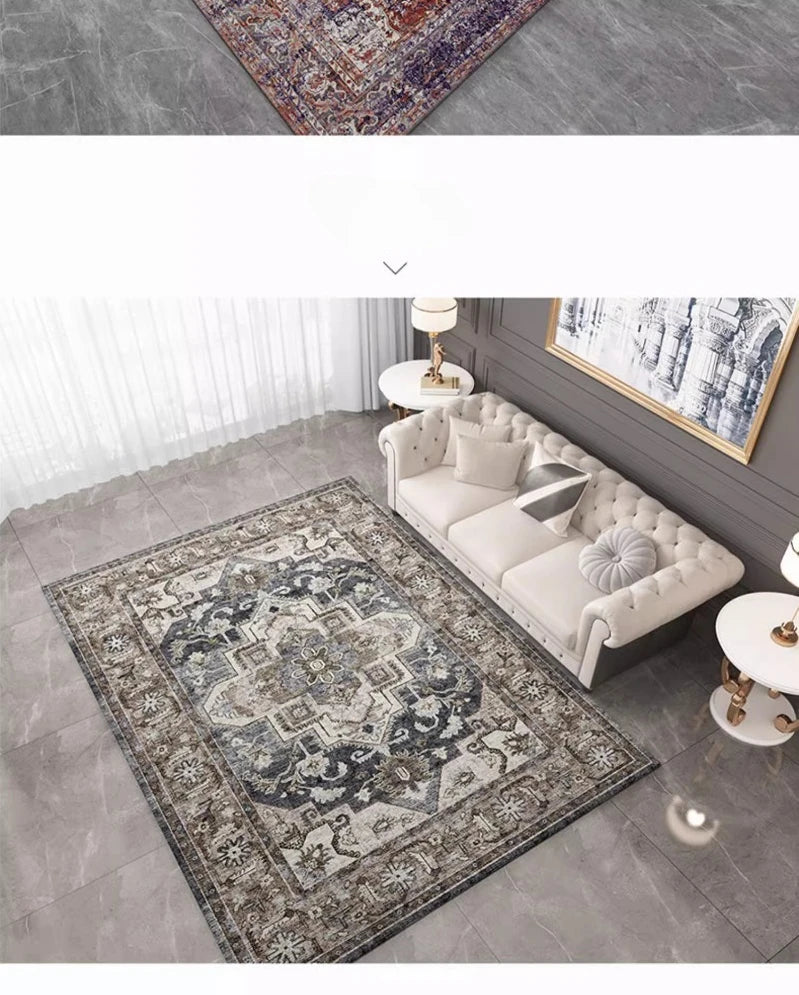 American Retro Style Rugs for Bedroom Large Area Living Room Decoration Anti-slip Carpet Washable Lounge Floor Mat Home Soft Rug