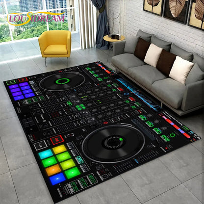 3D DJ Music Screen Keyboard Area Rug,Carpet Rug for Living Room Bedroom Sofa Doormat Hallway Decor,Sport Yoga Non-slip Floor Mat