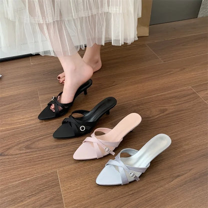 Sexy High Heels Slippers Pointed Toe Heels Shoes for Woman Sandals Luxury Dress Slides Elegant Pumps Party Mujer Flip Flops