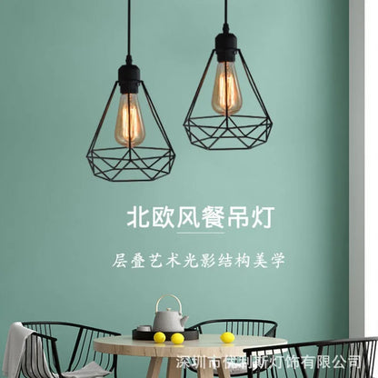 Vintage Pendant Lamp Iron Frame Ceiling Lighting Paint Restaurant Teahouse Chandelier Indoor Wrought Metal Modern Pendant Lights