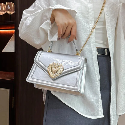 Light Luxury Burgundy Handbags for Women Trendy Versatile Buckle Flip Shoulder Bags Female Casual Commuting Chain Crossbody Bag