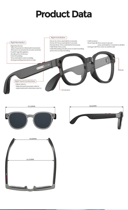 2026 4K HD Color Changing AI Smart Glasses Chat GPT 100MP Camera Bluetooth Call Voice Assistant Control Smart Glasses 2026 New