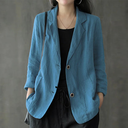 Elegant Solid Blazer Women Autumn Overcoats ZANZEA 2023 Casual Long Sleeve Single Button Coats Female Lapel Outwears Oversized