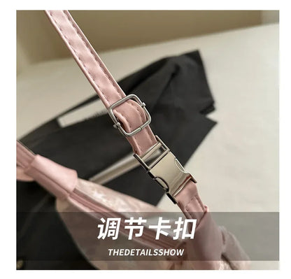 Fashion Luxury Women Embroidery Shoulder Bag Nylon Pearl Pendant Bucket Bag Versatile Handbag Retro Women Crossbody Bags сумка