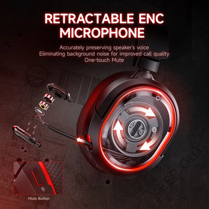 Picun G2 Wireless Gaming Headset Bluetooth 2.4G Headphones 7.1 Surround 5ms Low Latency ENC Mic for PC PS4 PS5 Phone Switch