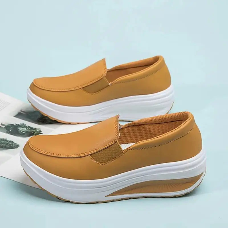 EOFK Women Moccasions Walking Shoes For Work Soft Wedges Platform Loafers Female Black Swing Slip On Casual Non Slip Female Shoe