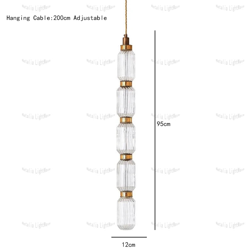 Creative Design Trendy Modern Glass Lamp Modern Home Decor Living Room Pendant Lights LED Foyer Hanging Lamp Long Table Lustre