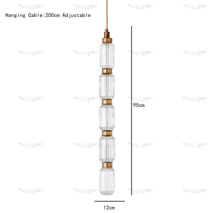 Creative Design Trendy Modern Glass Lamp Modern Home Decor Living Room Pendant Lights LED Foyer Hanging Lamp Long Table Lustre