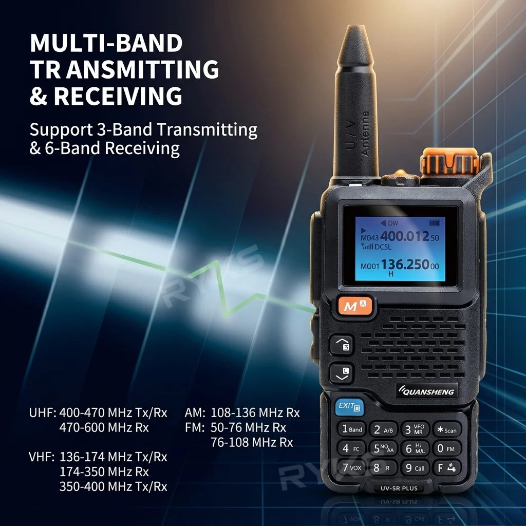Quansheng Uv-5R Plus Walkie Talkie Dual Band Am Vhf Uhf Ham Radio For Baofeng Uv-5R Two Way Radio Outdoor Camping Hiking