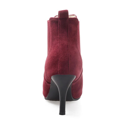 New Spring Sexy Black Wine Red Women Ankle Boots High Stelitto Heels Lady Dress Shoes Plus Small Big Size 11 32 43 45 48