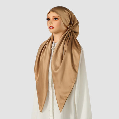 New Muslim Satin Silk Instant Hijabs Scarf Printed Turban Thick Hijab Cap Night Cap Women Ramadan Elastic Satin Hair Bonnet Eid