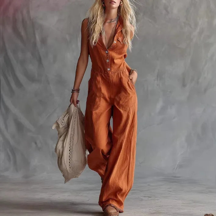 Jumpsuits Women One Piece Sleeveless Overalls Long Pants High Waist Turn Down Collar Rompers Y2k Streetwear Jumpsuit Work 2026