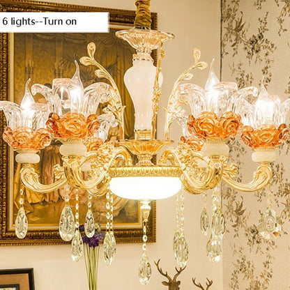 Luxury Living Room Chandelier Crystals Glass Hall Main Pendant Lamps Restaurant Bedroom French Creative Hanging Light Luminaire